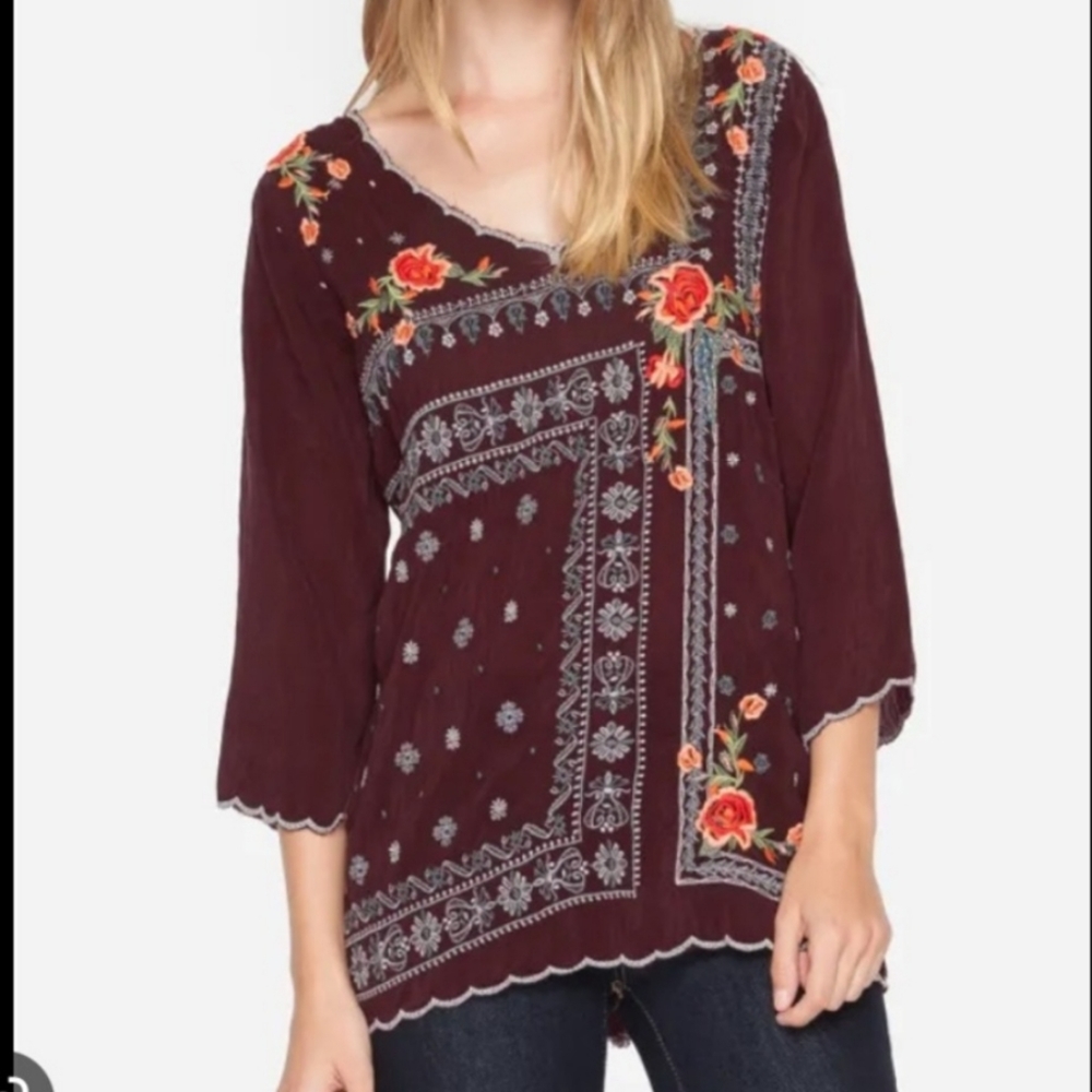 Johnny Was Bennet szS Embroidered Top Tunic